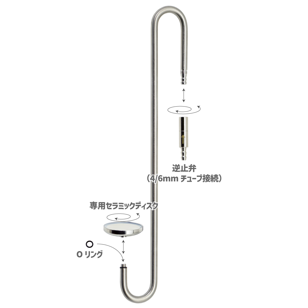 CO2拡散器 ステンレスCO2ディフューザー（薄型）スーパーミスト 0.2MPa以上推奨 全長25cm / 30cm / 40cm  アクアリウム・水草水槽育成用 DS｜CO2ディフューザー（拡散器） 水草用・CO2添加用品｜CO2添加用品、水槽用LEDライト通販 クリスタルアクア  本店