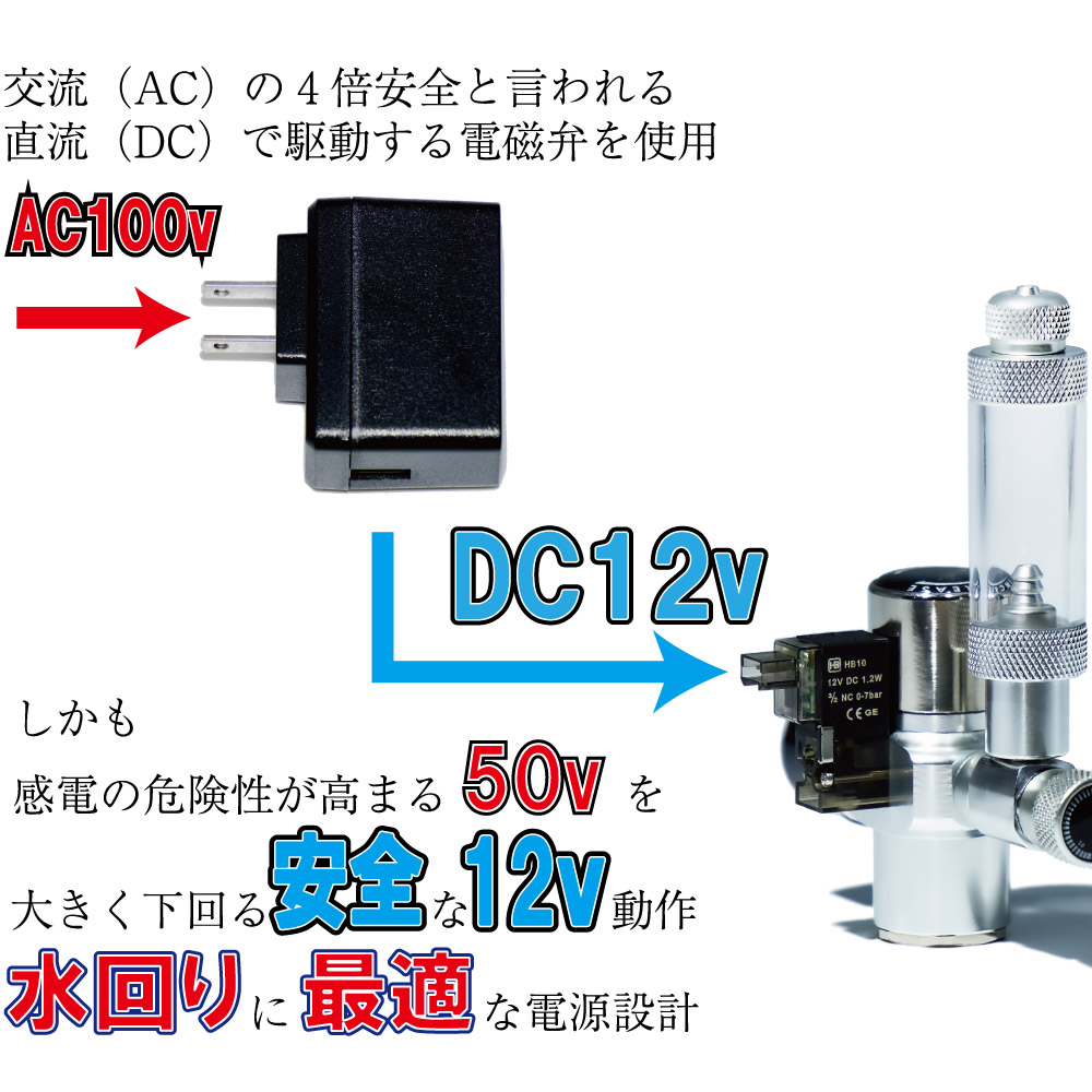 CO2拡散器 クリアCO2ディフューザー スーパーミスト[L-30]　全長30cm　バブルカウンター・逆止弁一体型　高圧用